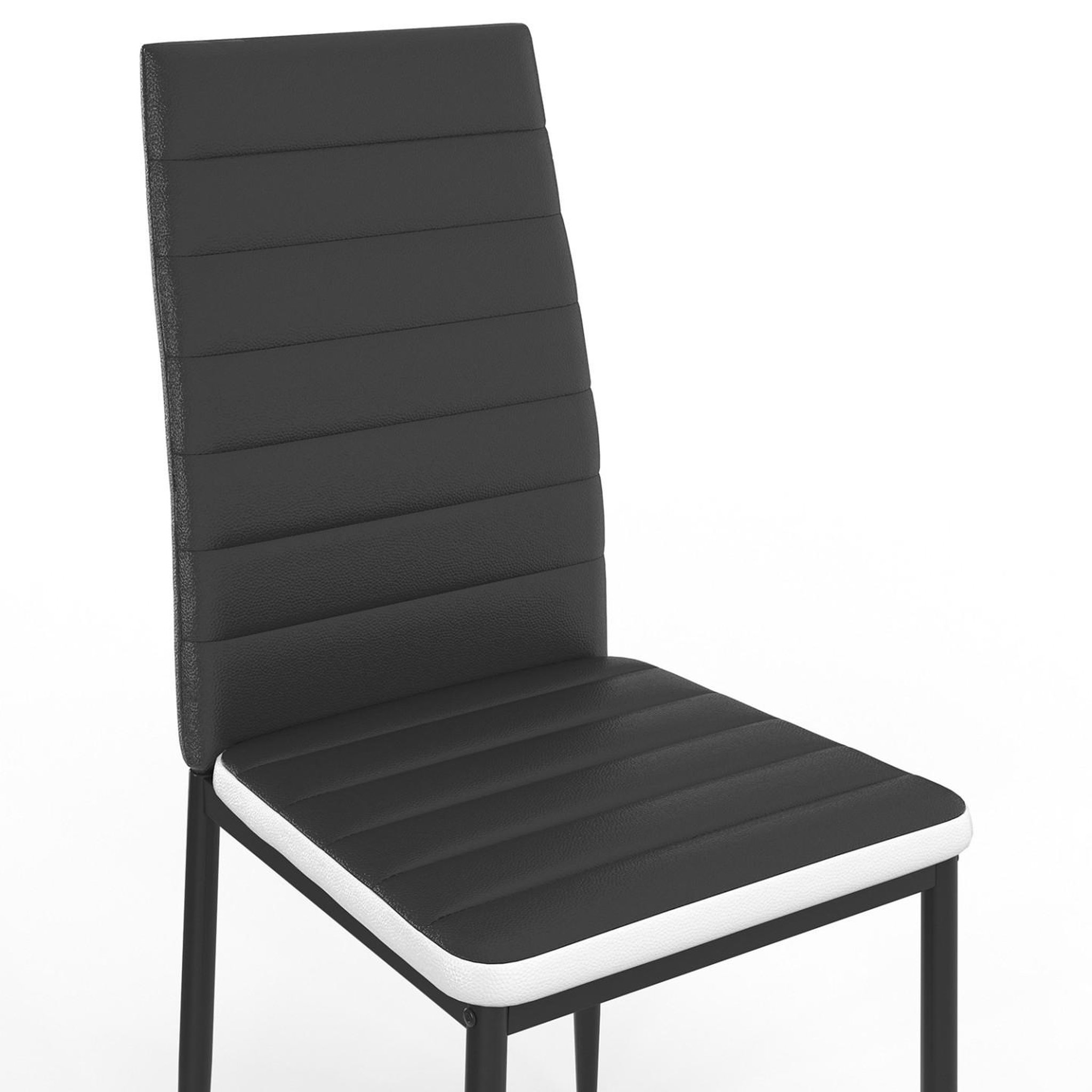 Voir la diapositive 6 : ID MARKET Lot de 6 chaises romane noires bandeau blanc pour salle à manger