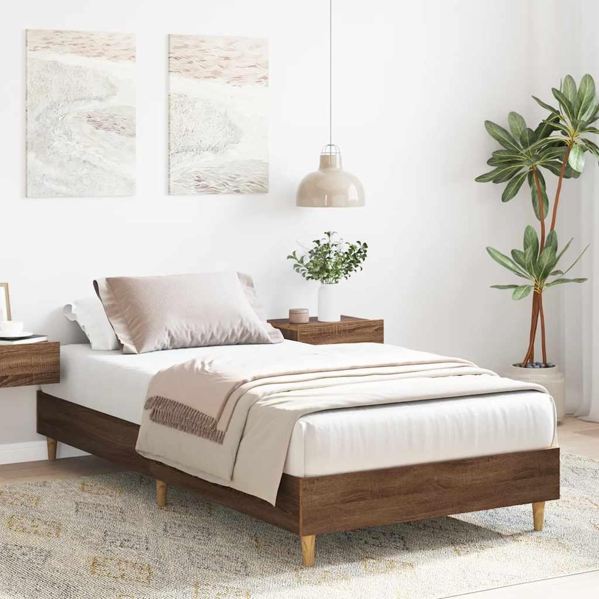 Voir la diapositive 3 : VIDAXL Cadre de lit sans matelas chene marron 90x190cm bois ingenierie