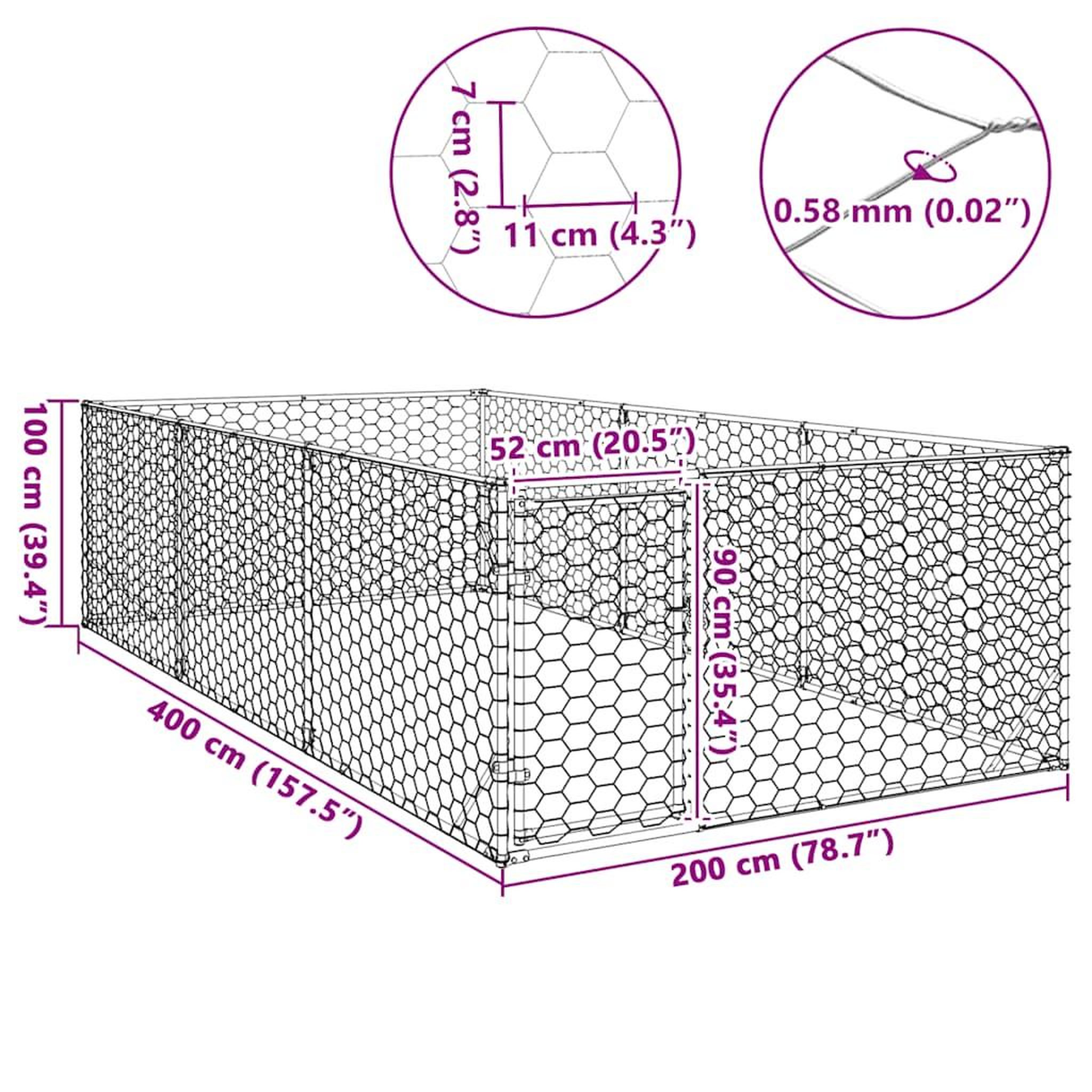 Voir la diapositive 6 : VIDAXL Chenil d'exterieur pour chiens porte 2x4x1 m acier galvanise