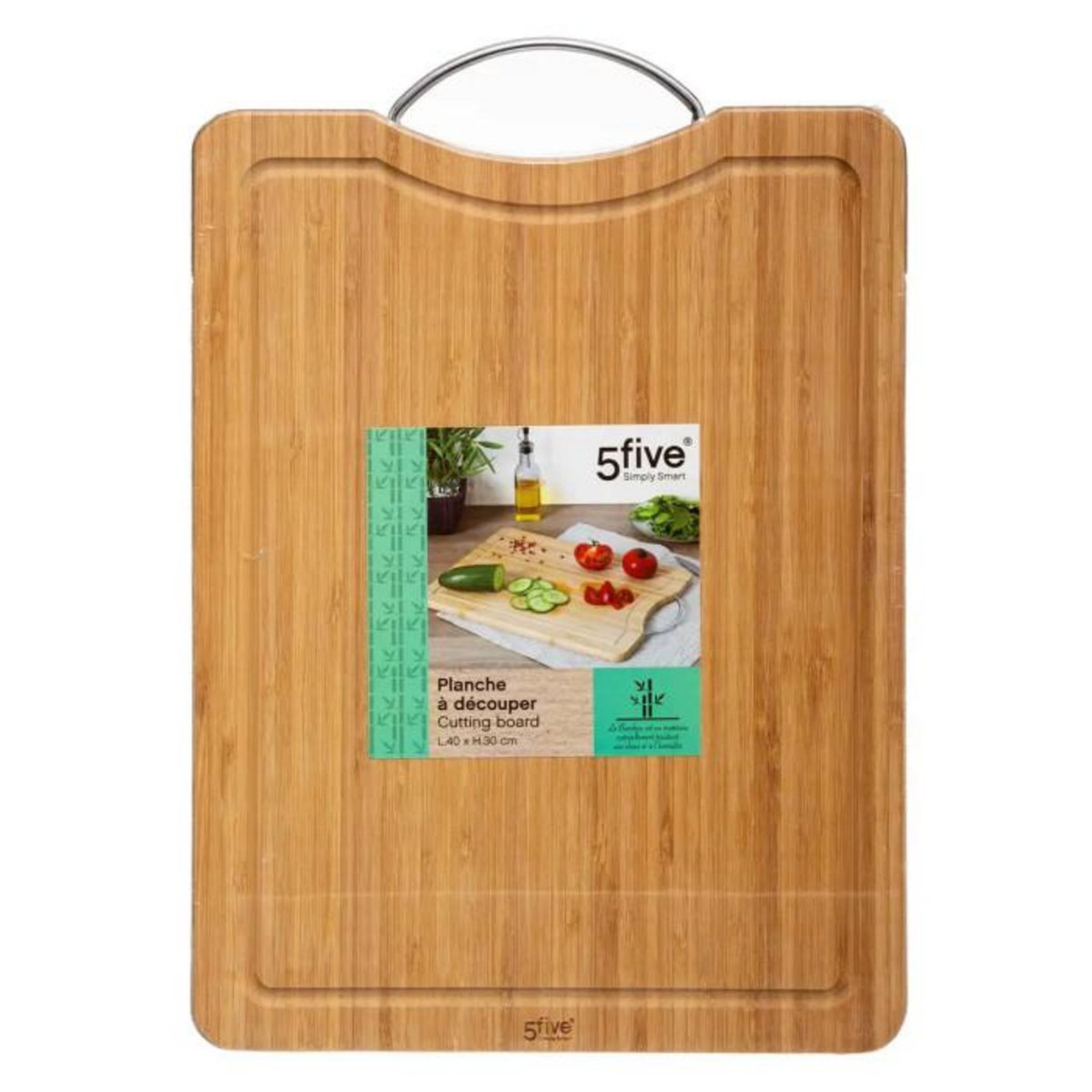 FIVE Planche à Découper Bambou  Poignée  40cm Naturel