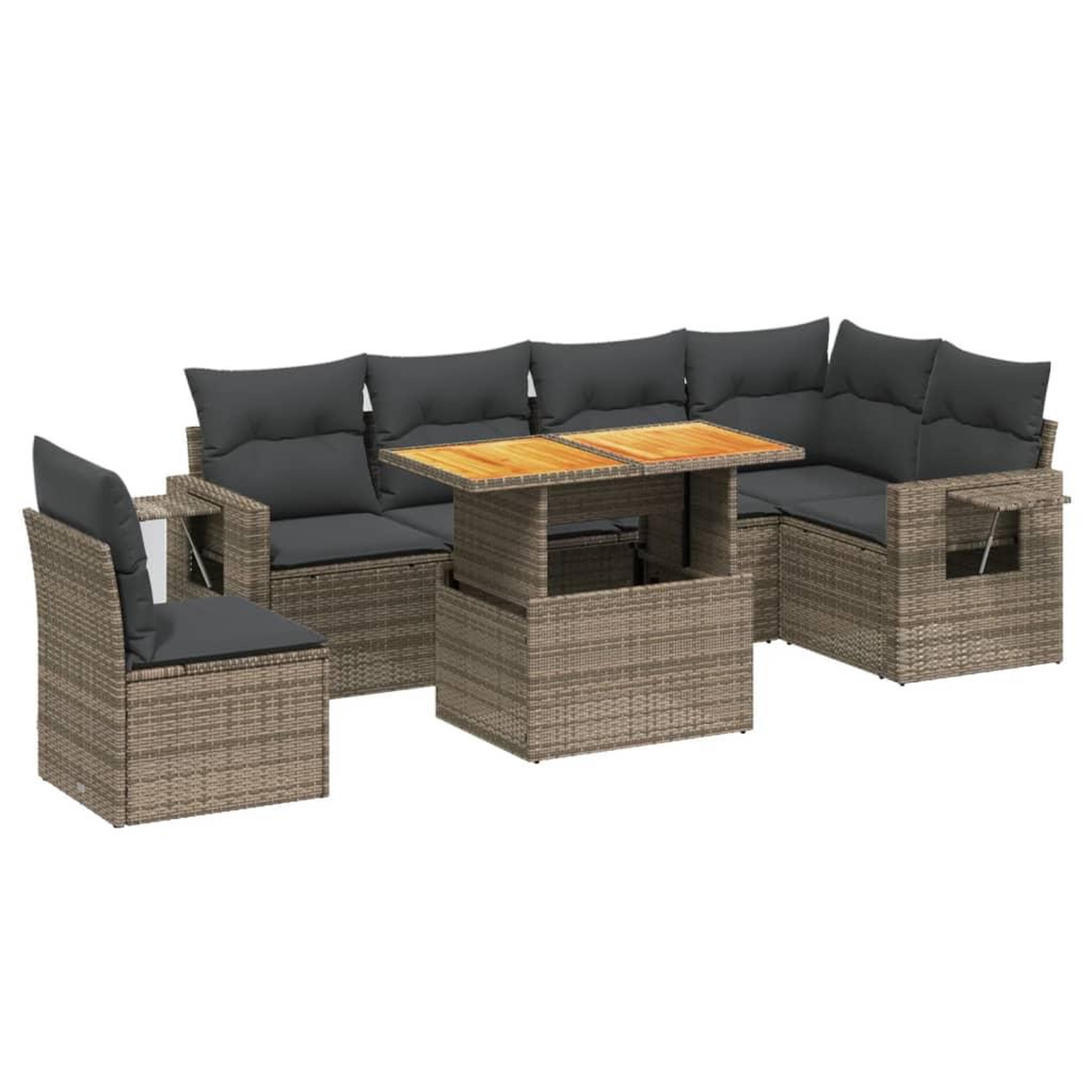Voir la diapositive 2 : VIDAXL Salon de jardin avec coussins 7 pcs gris resine tressee