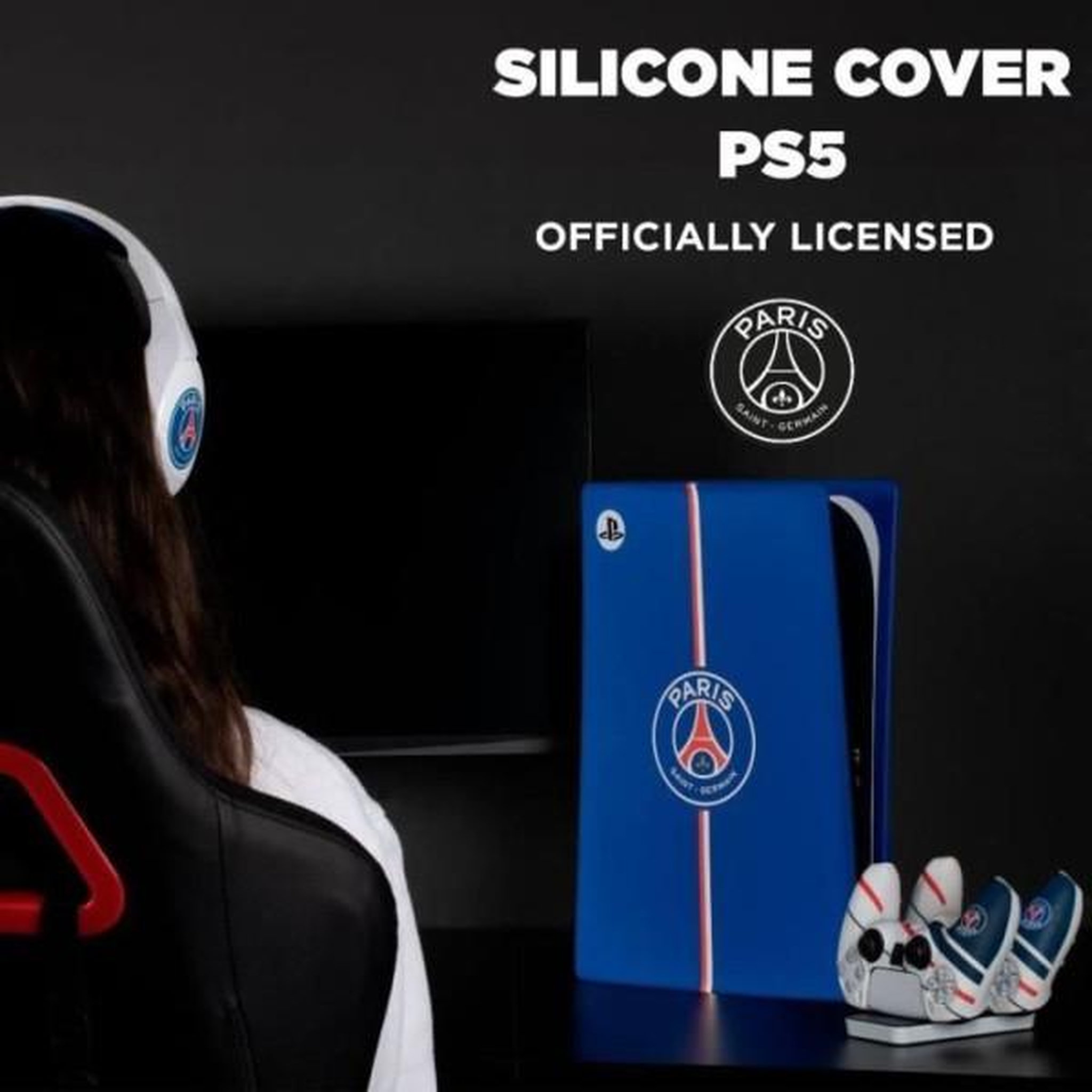 Voir la diapositive 6 : Konix Façade de protection - KONIX - PSG - PS5 - Silicone - Antichoc - Anti-rayures - Bleu
