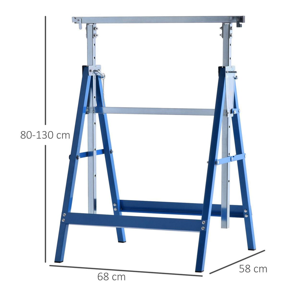 HOMCOM Lot de 2 tréteaux pliables télescopiques hauteur réglable 80-130 cm bleu