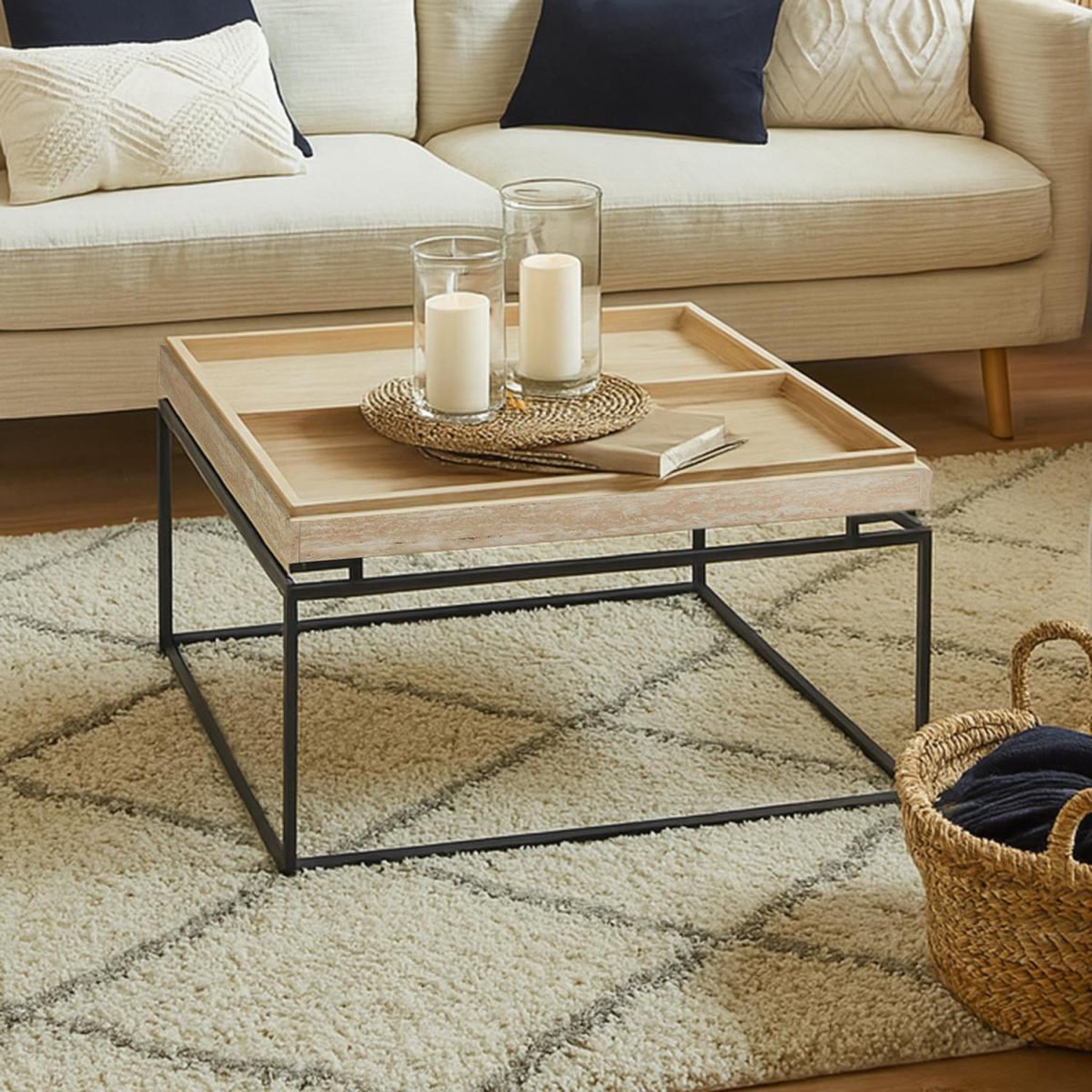 Voir la diapositive 5 : Paris Prix Table basse compartimentée  duplix  80cm beige
