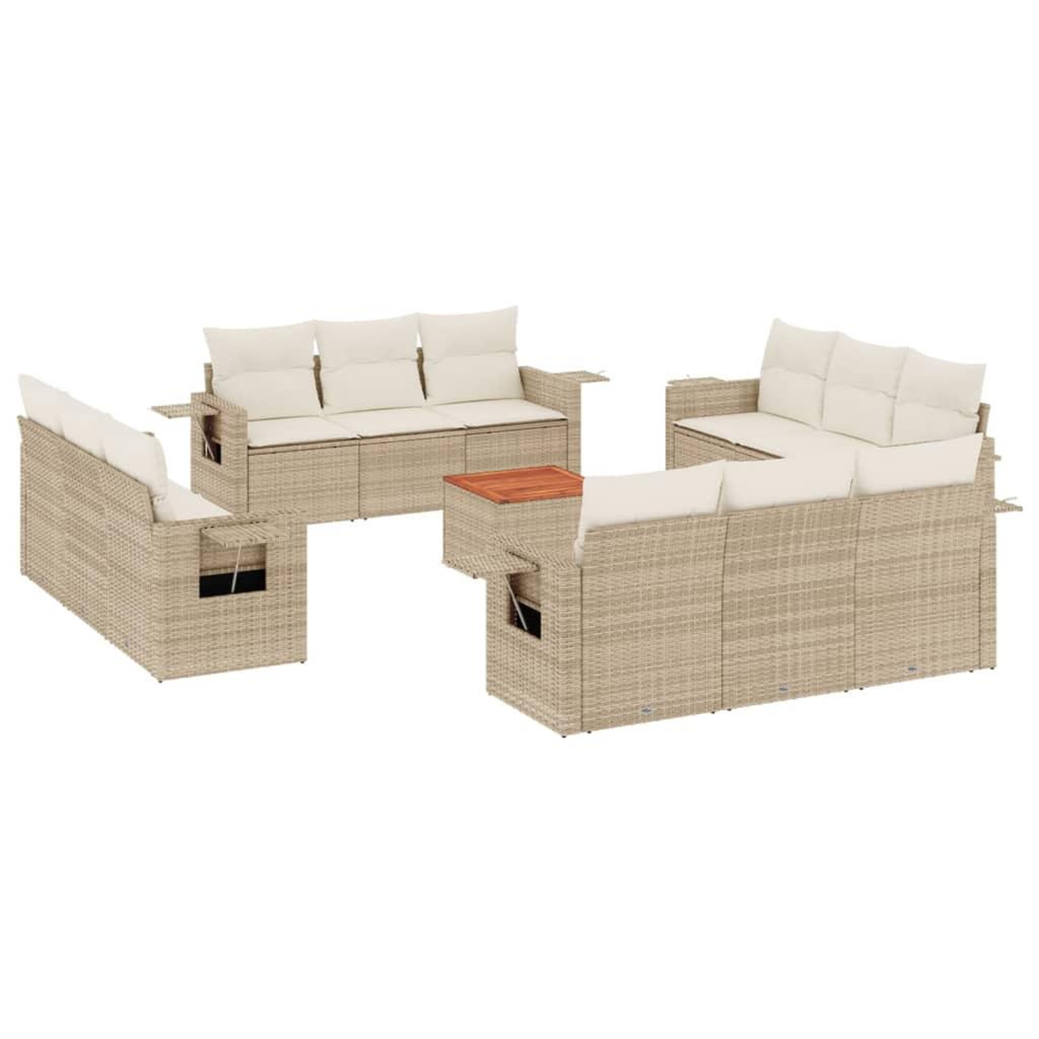 Voir la diapositive 2 : VIDAXL Salon de jardin avec coussins 13 pcs beige resine tressee