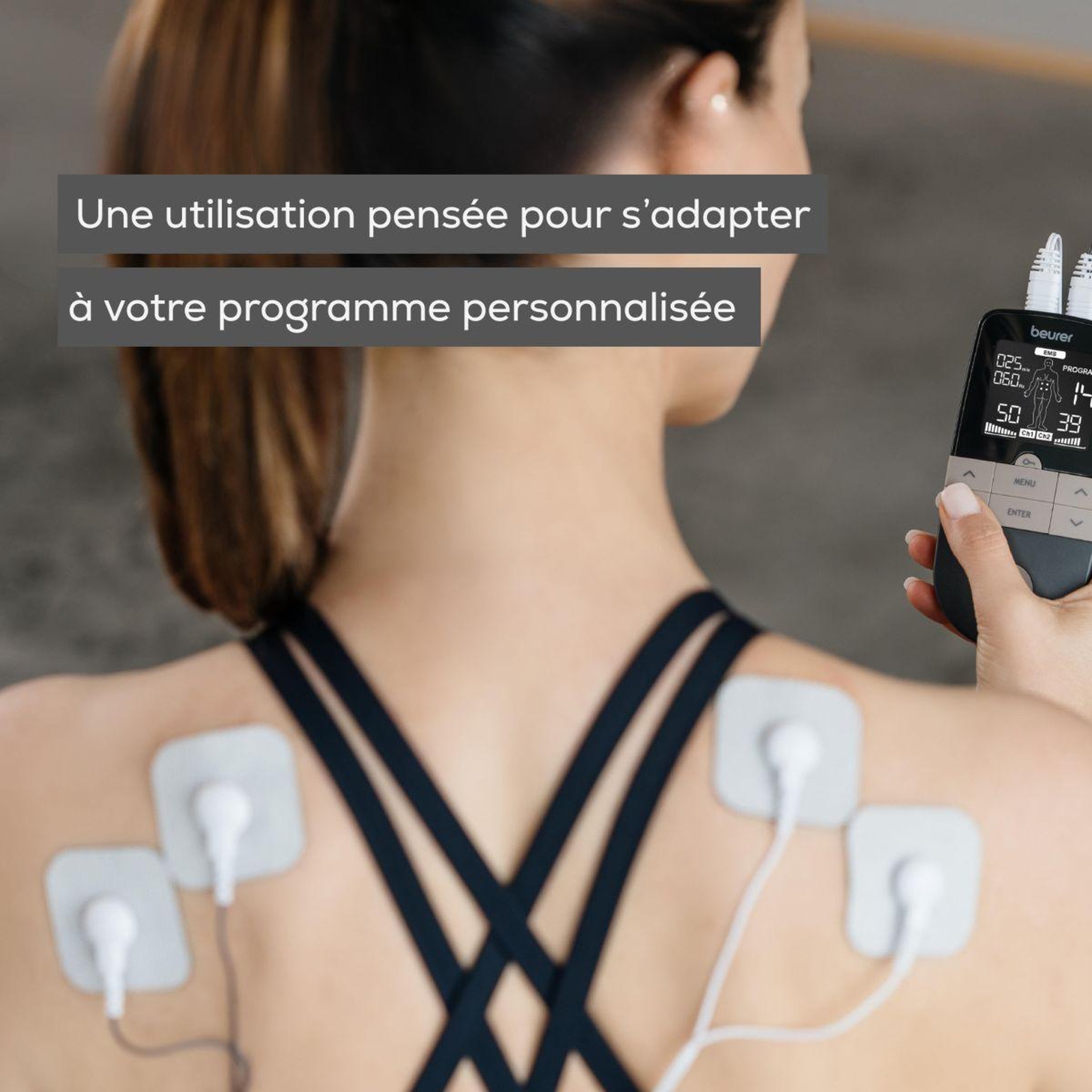 Voir la diapositive 4 : Beurer Appareil électrostimulation EM 1 R Relief+  64 programmes
