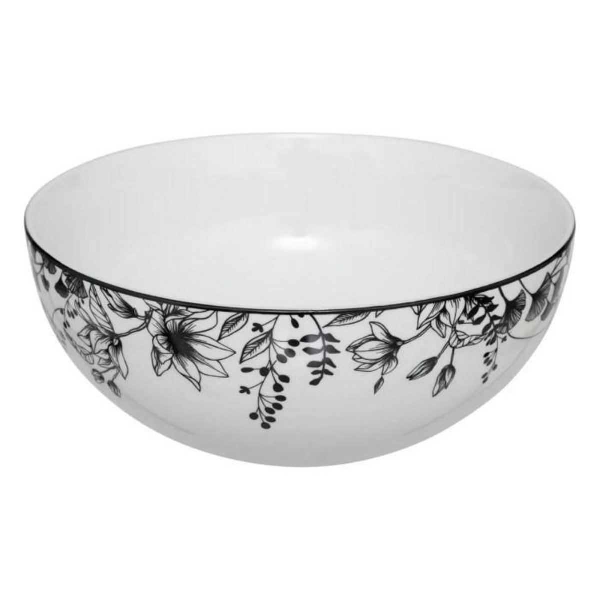 SECRET DE GOURMET Saladier en Porcelaine  White Floral  23cm Blanc