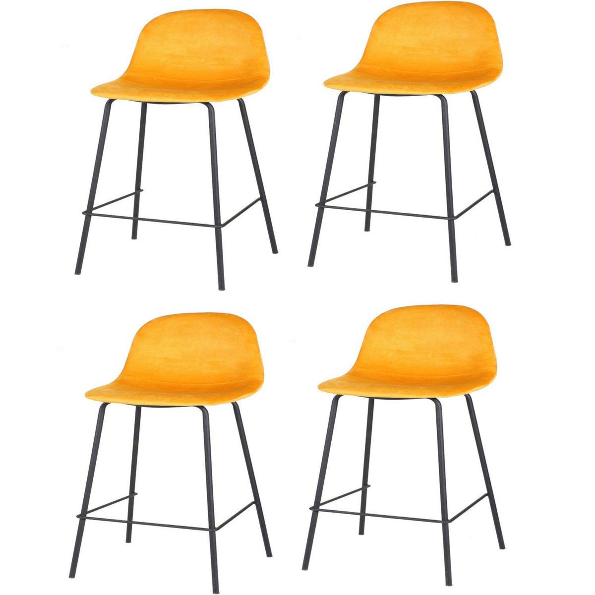 TOILINUX Lot de 4 Tabourets de bar design velours Ima