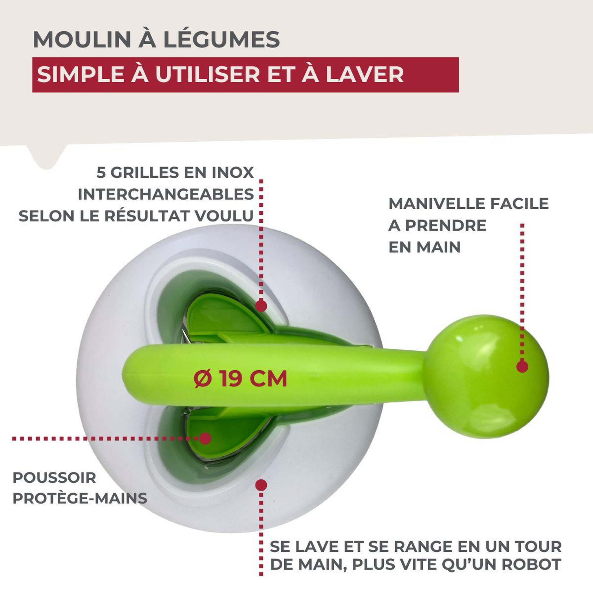 Voir la diapositive 4 : Fackelmann Râpe à légumes 5 grilles inox 19 cm fackelmann
