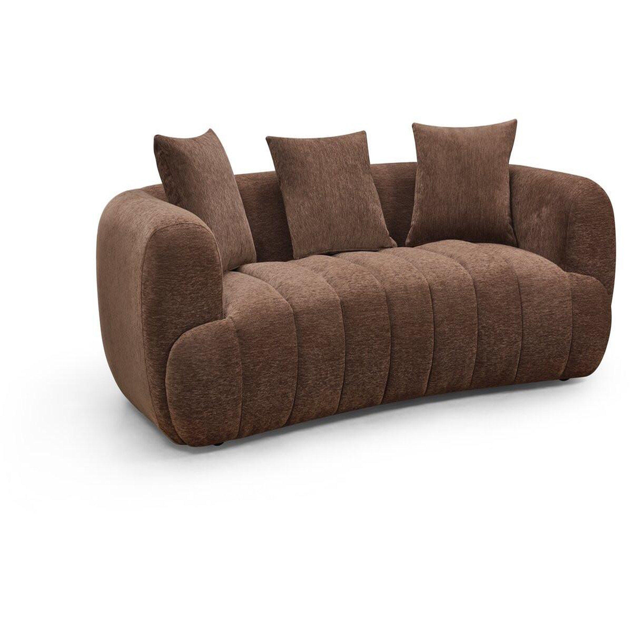 Habitat et Jardin Canapé droit style bubble en tissu texturé  la fayette  - 3 places - marron