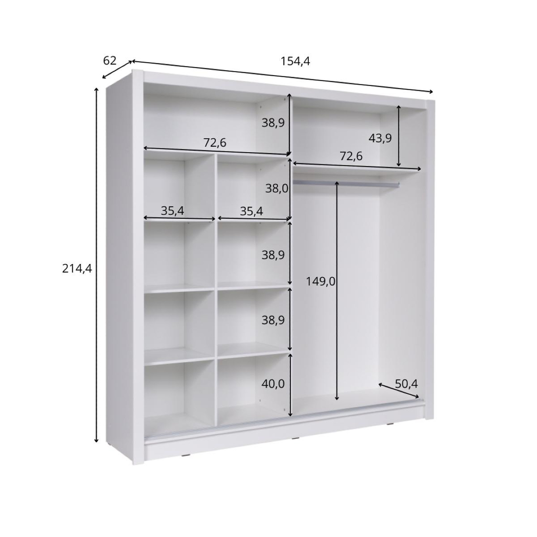 Voir la diapositive 4 : JLC KREATION Armoire moderne bois 2 portes coulissantes 155cm ulric