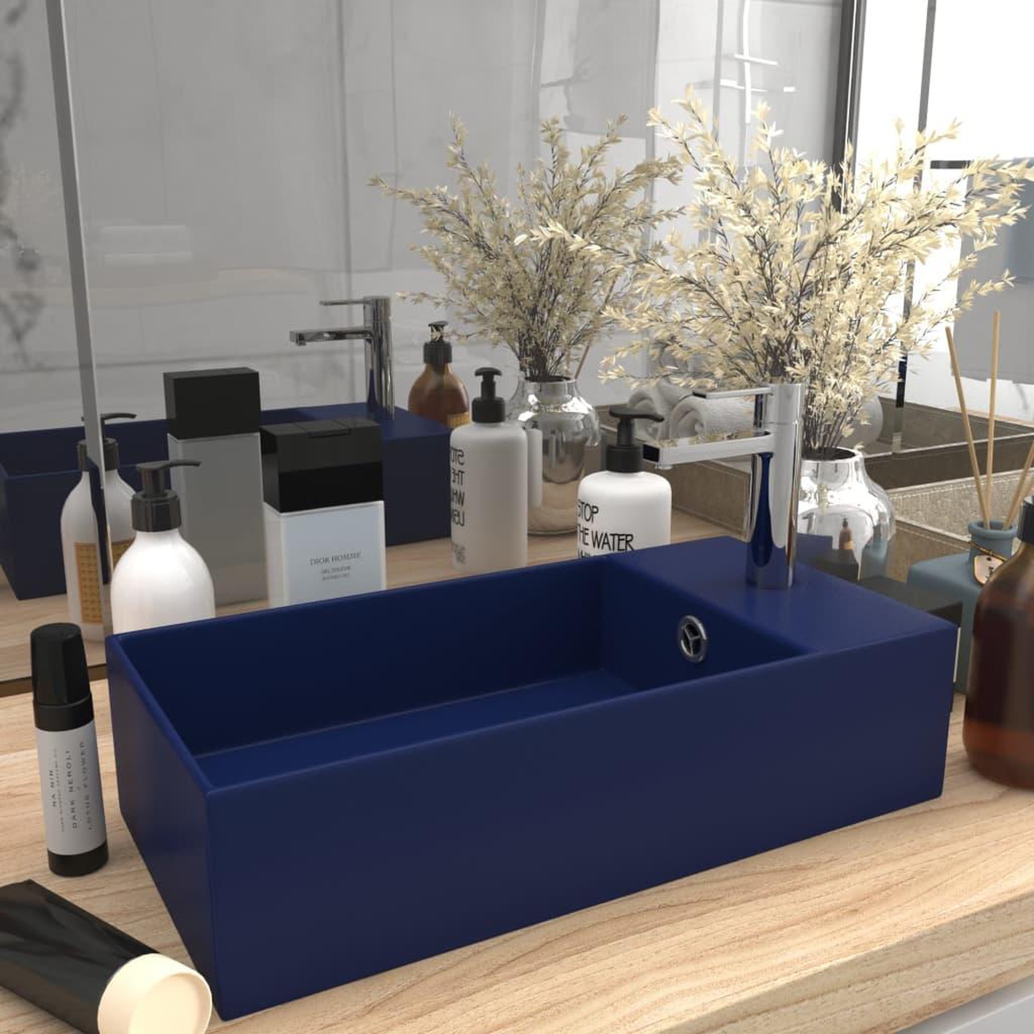 Voir la diapositive 1 : VIDAXL Lavabo de salle de bain avec trop-plein Ceramique Bleu fonce
