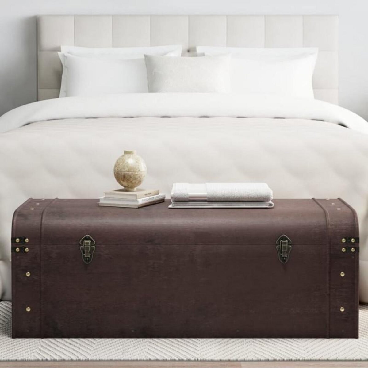 VIDAXL Coffre à trésors avec loquets marron foncé contreplaqué