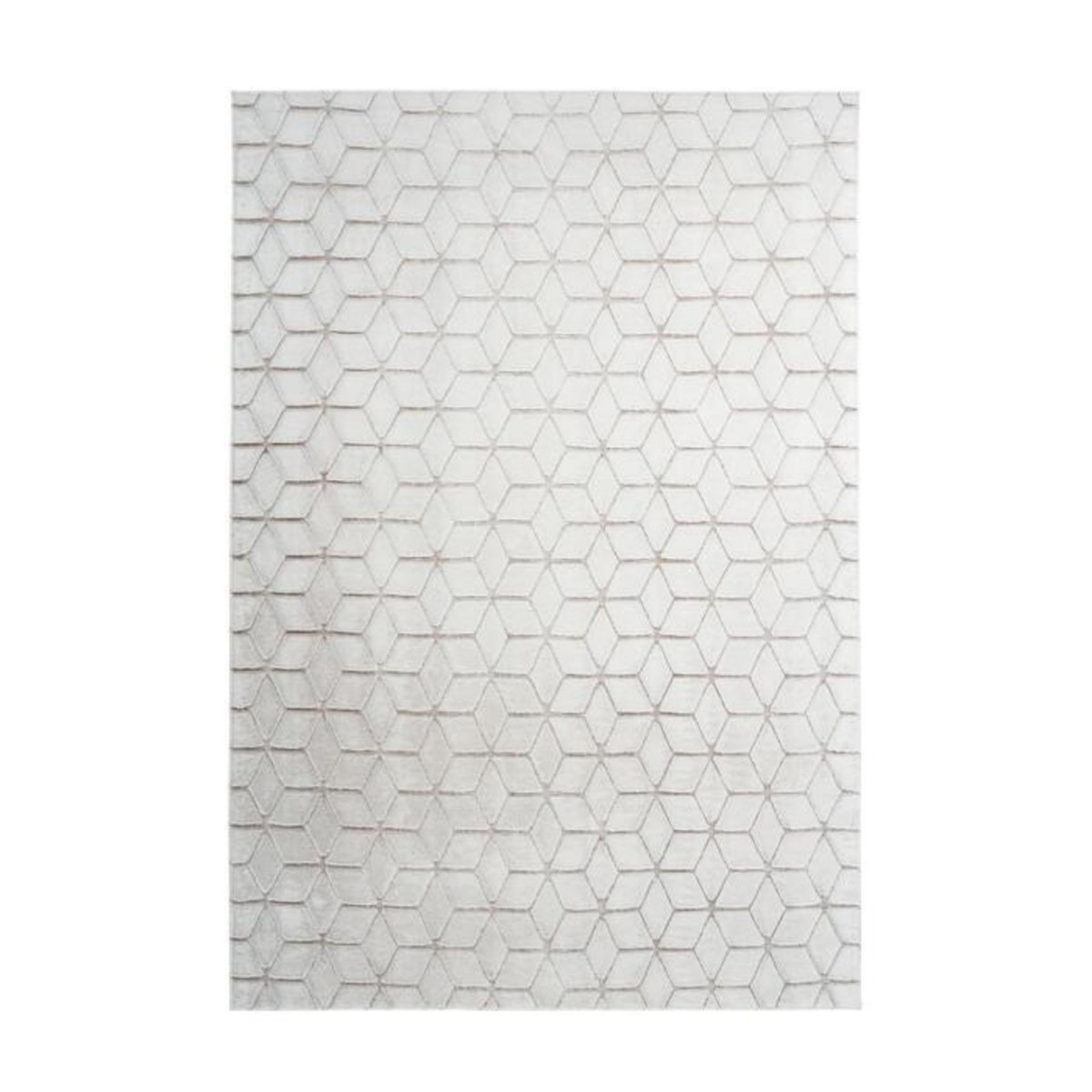 Paris Prix Tapis Shaggy Effet 3D  Vivica  Blanc & Taupe