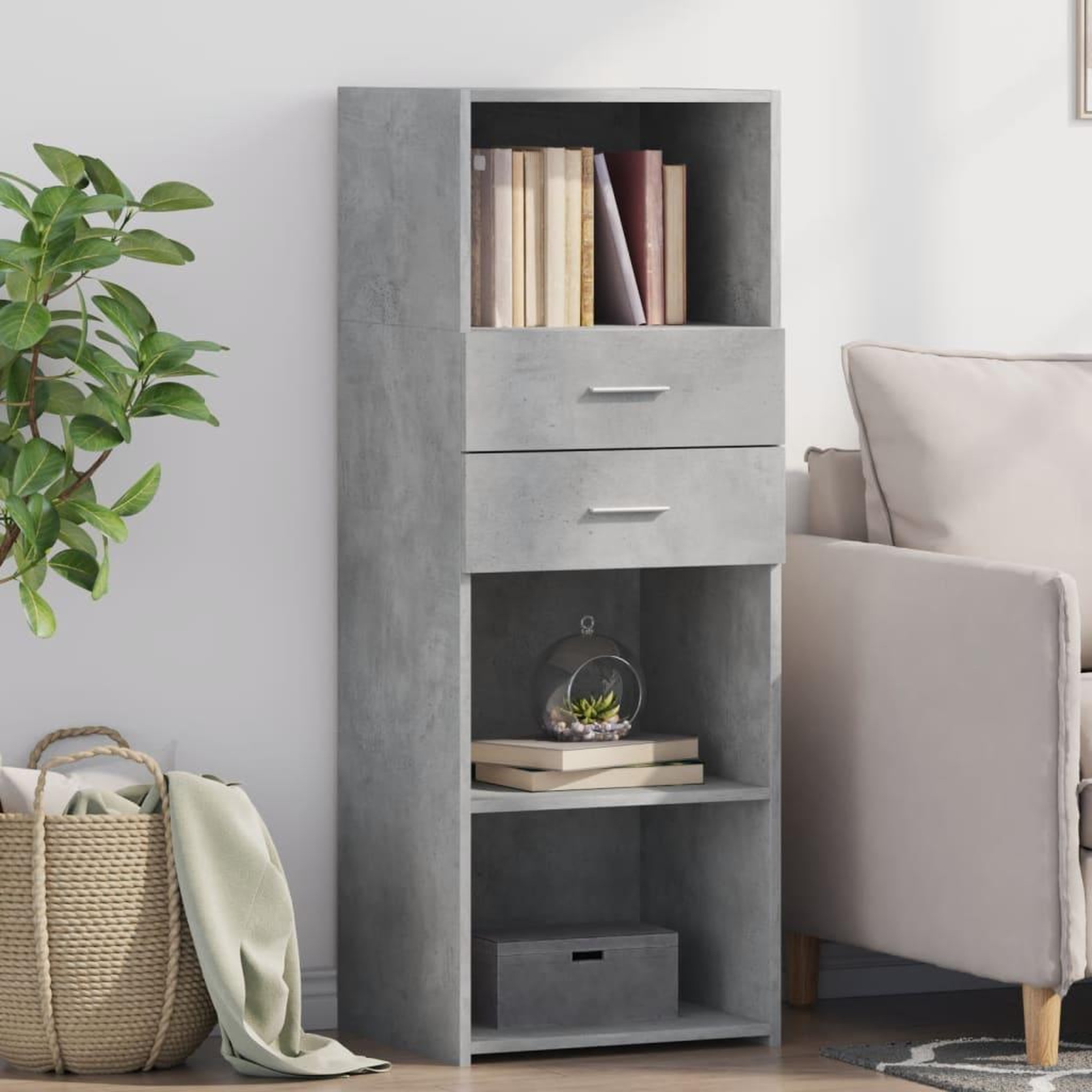 VIDAXL Buffet haut gris beton 45x42,5x124 cm bois d'ingenierie