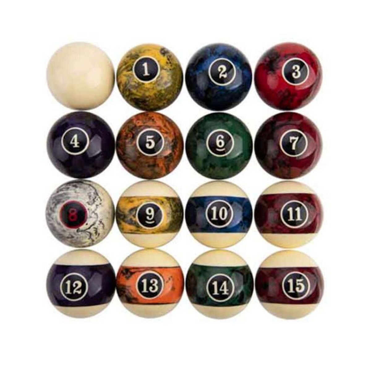 Paris Prix Lot de 16 Billes de Billard  Jeu Américain  5cm Multicolore