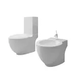 VIDAXL Ensemble de bidet et toilette Ceramique Blanc