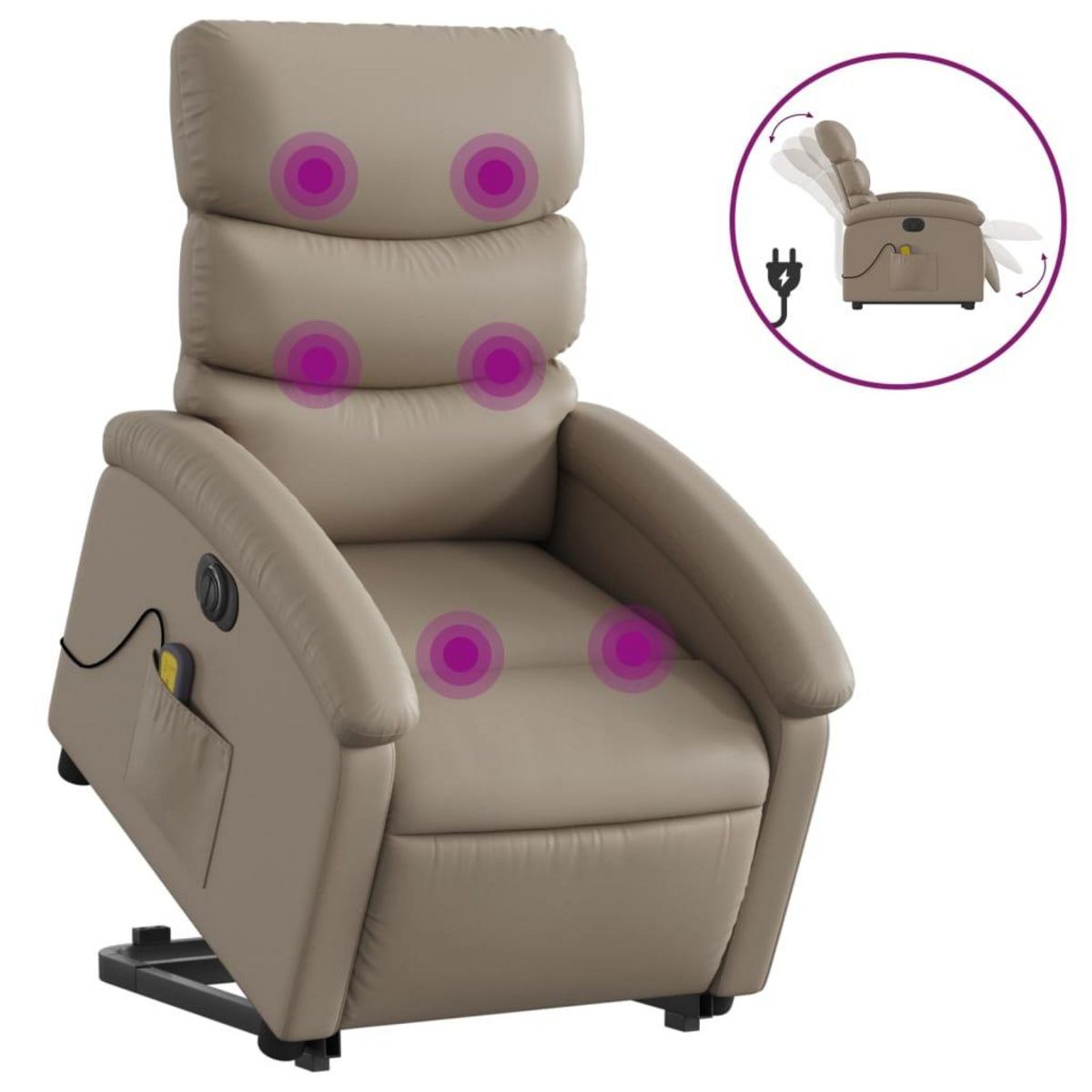 VIDAXL Fauteuil inclinable de massage electrique cappuccino similicuir