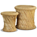VIDAXL Tabourets lot de 2 Bambou et jute