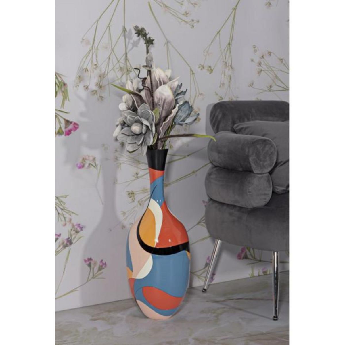 Paris Prix Vase Déco en Résine  Rubic  66cm Multicolore
