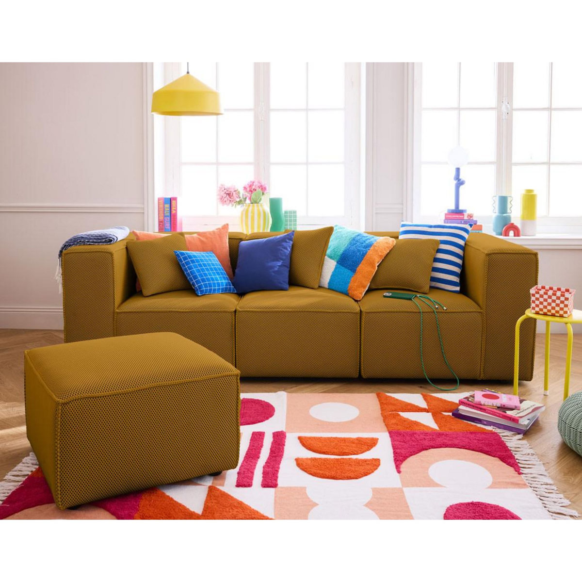 LISA DESIGN Arty - pouf d'appoint - en tissu mailles 3d