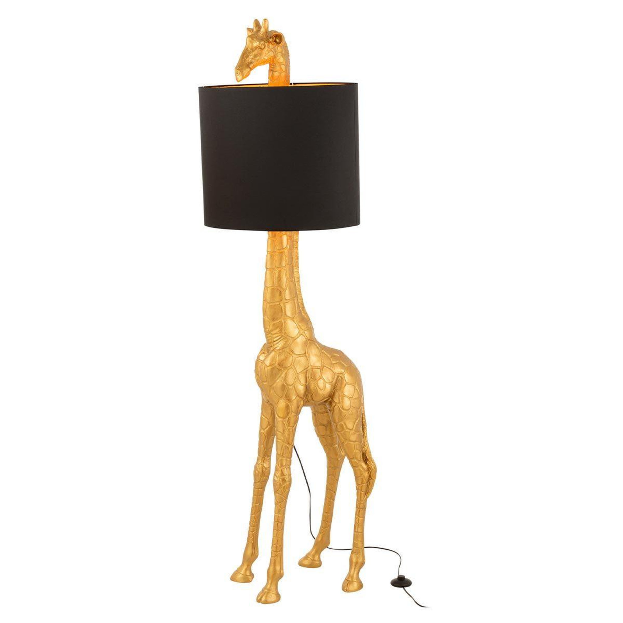 Voir la diapositive 2 : J-LINE Lampadaire design  girafe  179cm or & noir