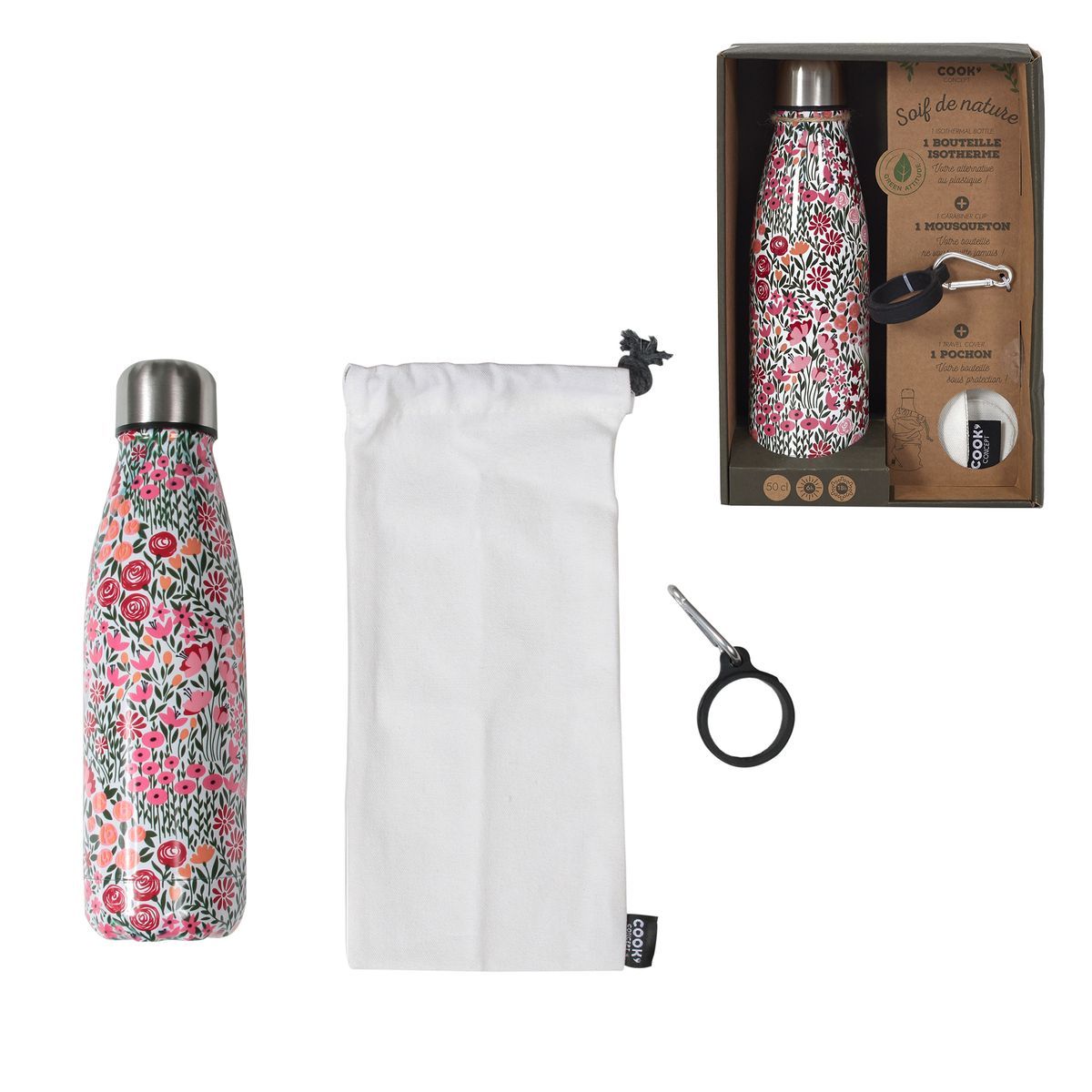 Bouteille isotherme fleurie 