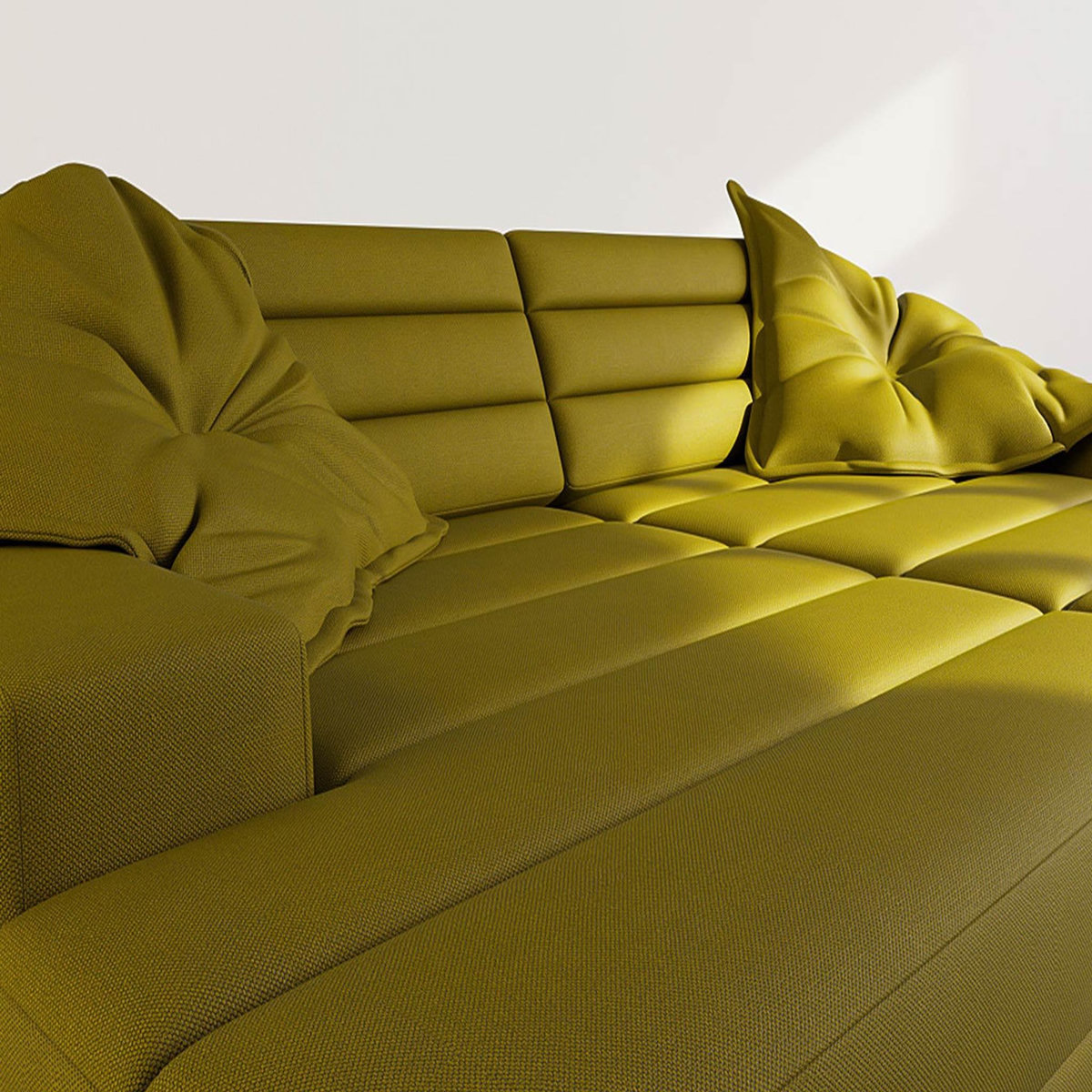 LISA DESIGN Loredana - canapé droit 4 places double méridienne - assise profonde - en tissu texturé