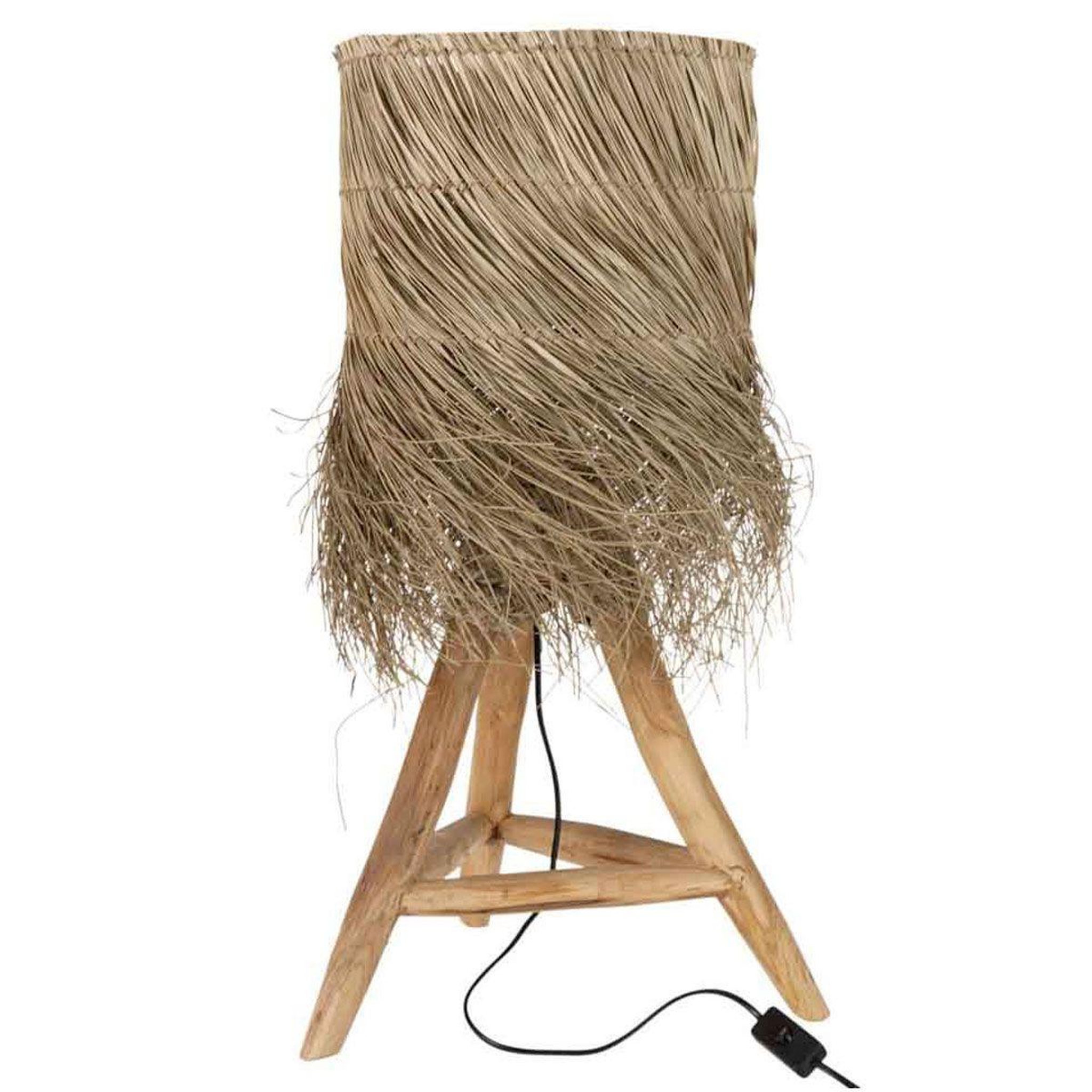 Voir la diapositive 1 : J-LINE Lampe à poser en teck  rafi  80cm naturel
