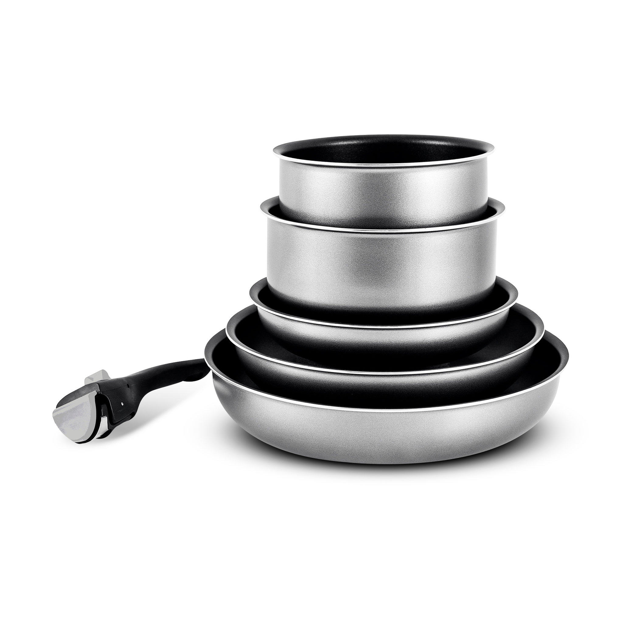 Voir la diapositive 1 : Batterie de cuisine induction 6 pièces amovible grise 