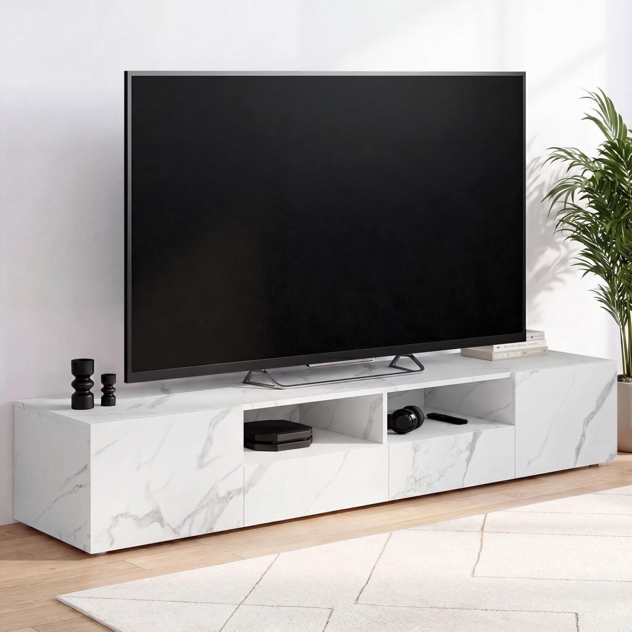 Voir la diapositive 2 : ID MARKET Meuble TV 180 cm ELI bois effet marbre
