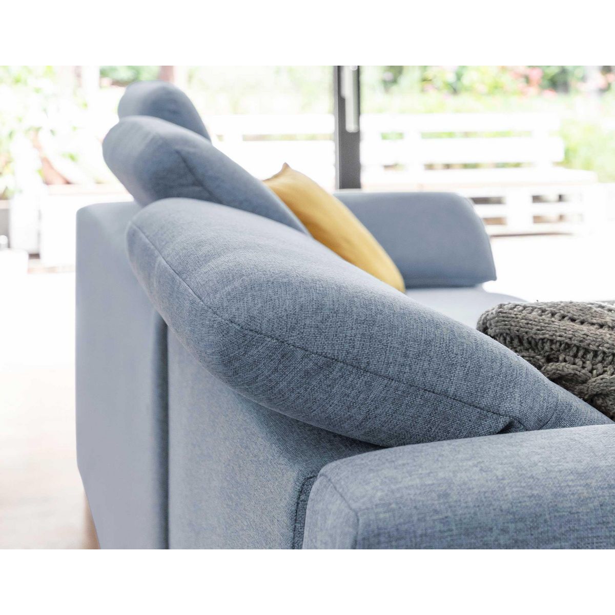 BEST MOBILIER Clever - canapé d'angle gauche - 5 places - convertible avec coffre et têtières - en tissu