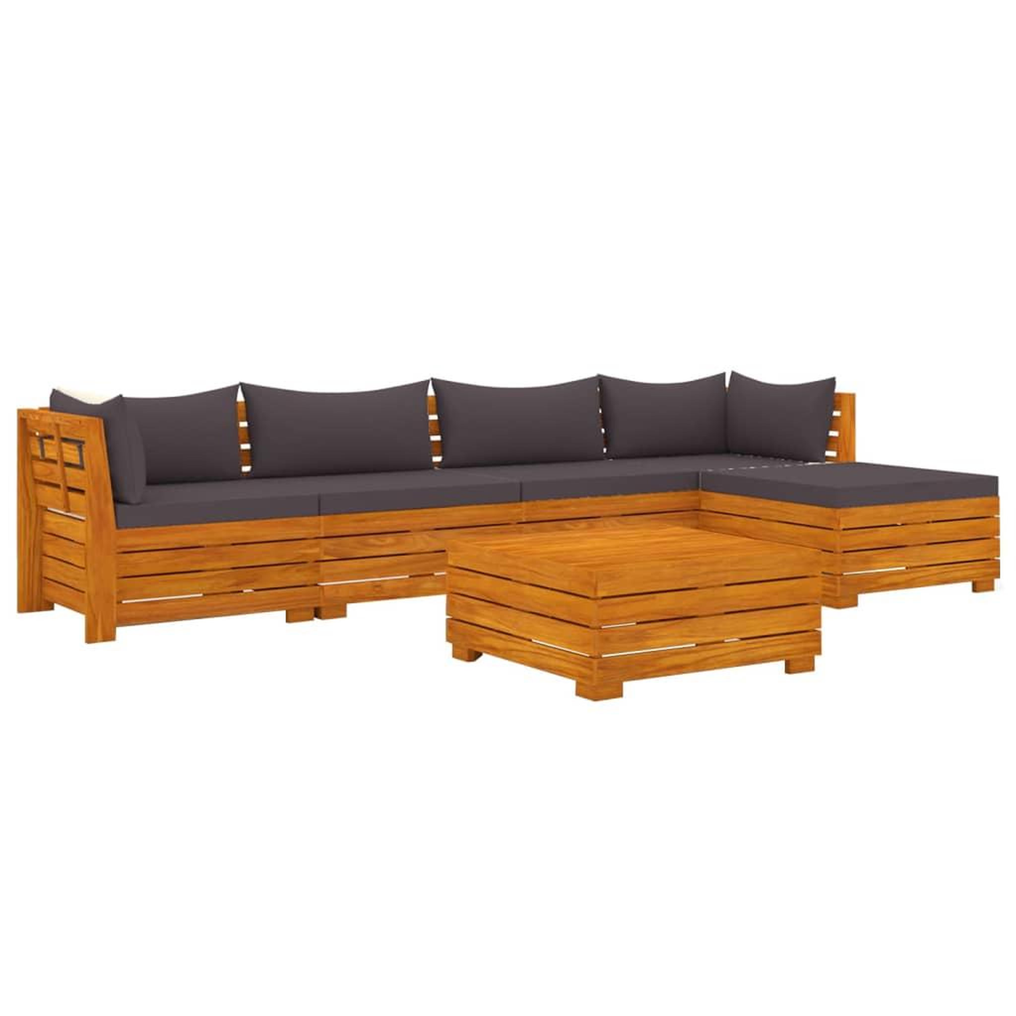 Voir la diapositive 2 : VIDAXL Salon de jardin 6 pcs avec coussins Bois d'acacia solide