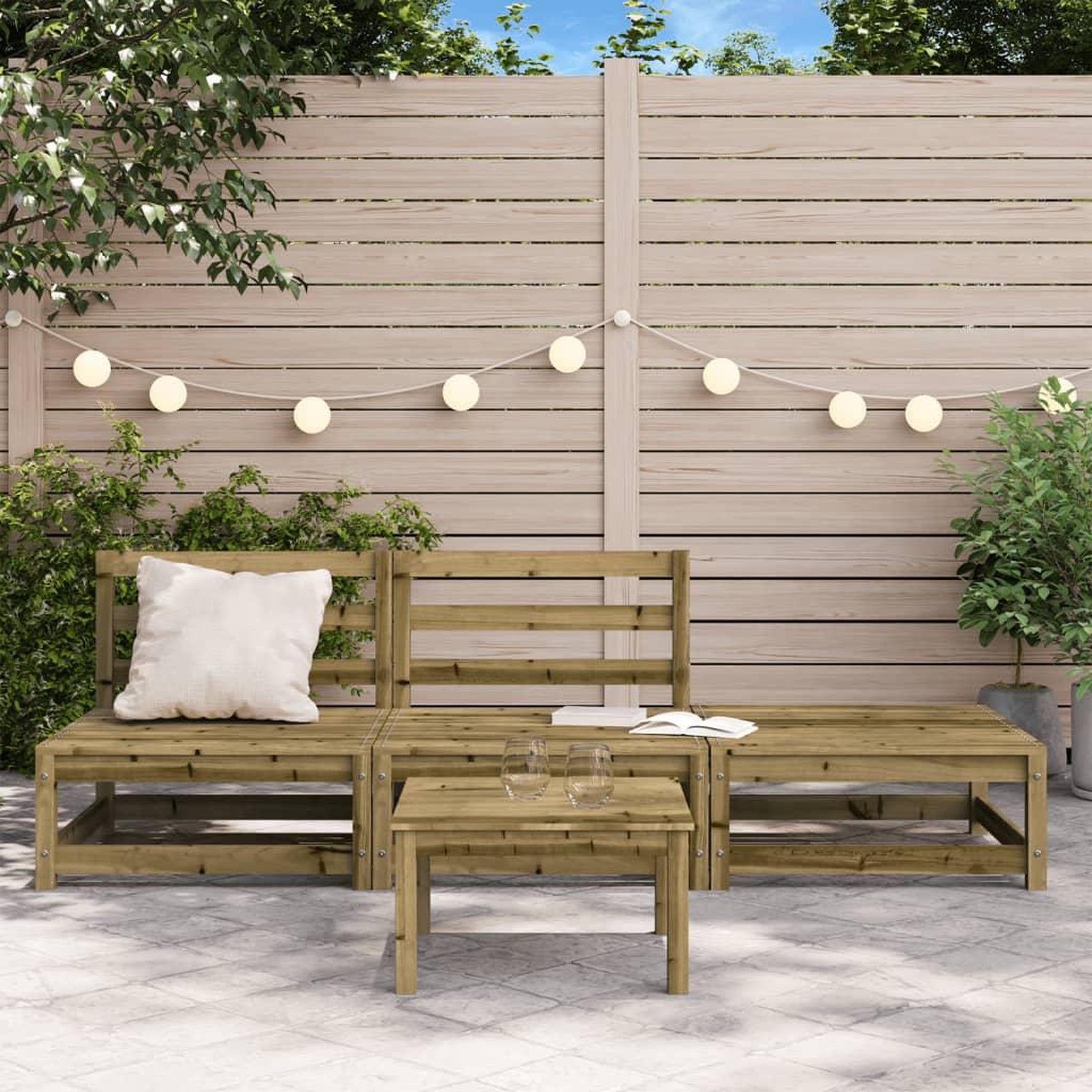 Voir la diapositive 3 : VIDAXL Canape de jardin sans accoudoirs repose-pieds bois pin impregne