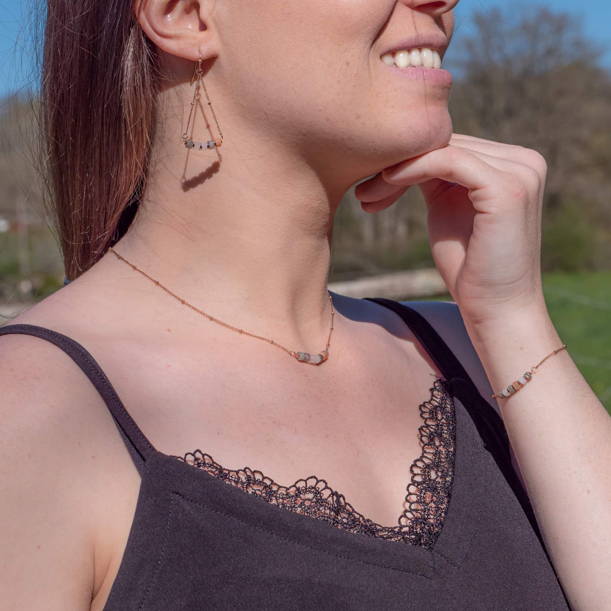 Voir la diapositive 4 : SLOYA Boucles d'oreilles Piana en Pierres de Lune