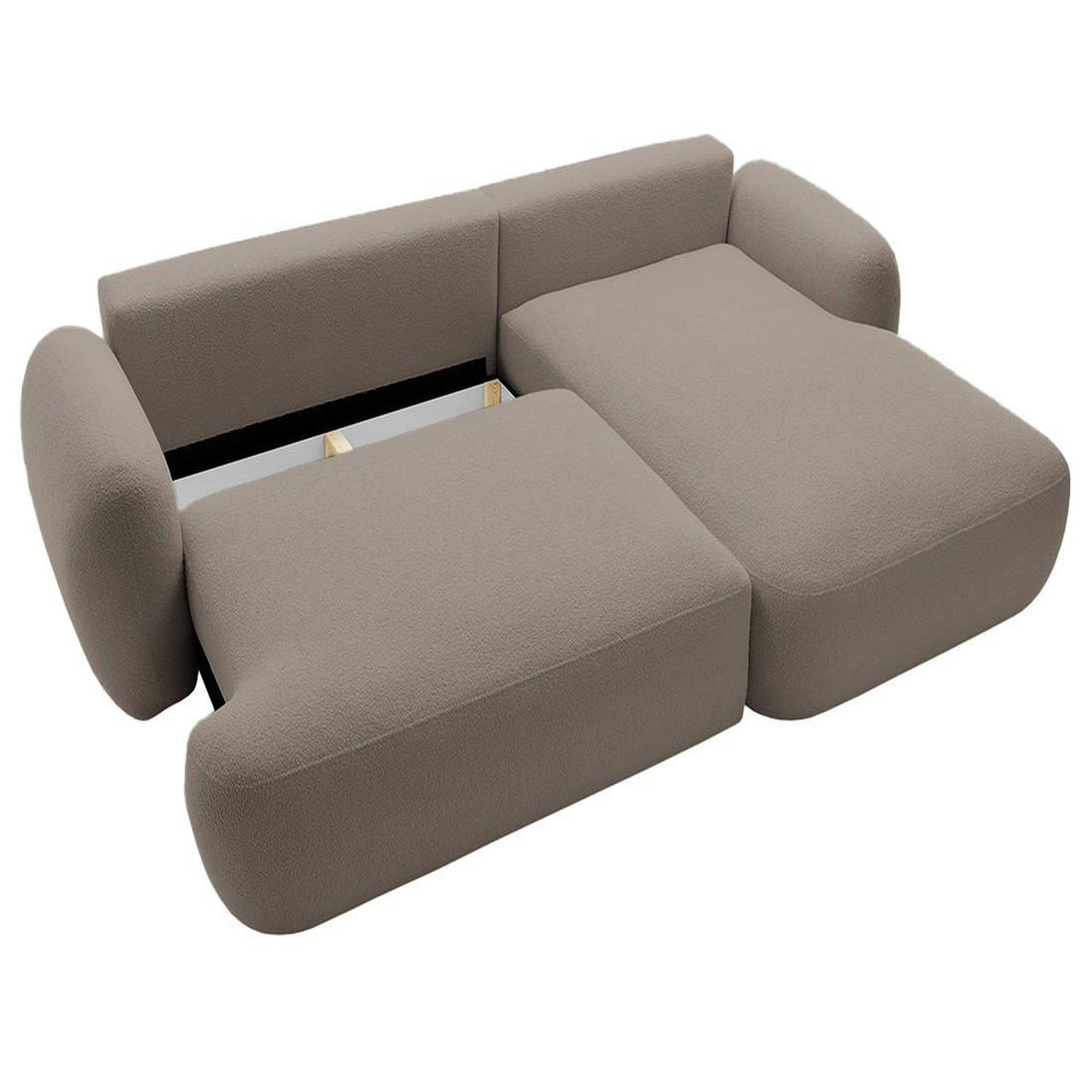 Voir la diapositive 6 : BEST MOBILIER Berenice - canapé d'angle droit 4 places convertible avec coffre en tissu bouclette