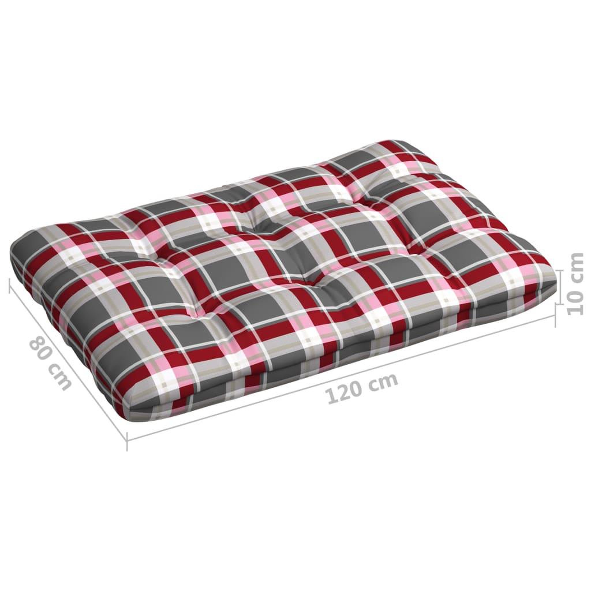 Voir la diapositive 6 : VIDAXL Coussins de canape palette lot de 7 Motif a carreaux rouge
