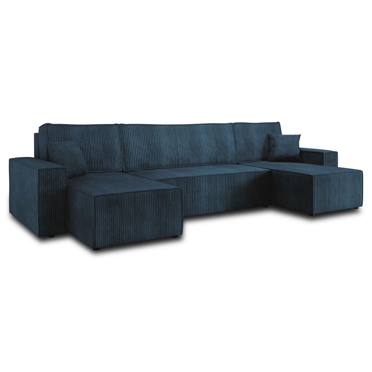 BEST MOBILIER Cezanne - canapé panoramique en u - 7 places - convertible avec coffre - en velours côtelé