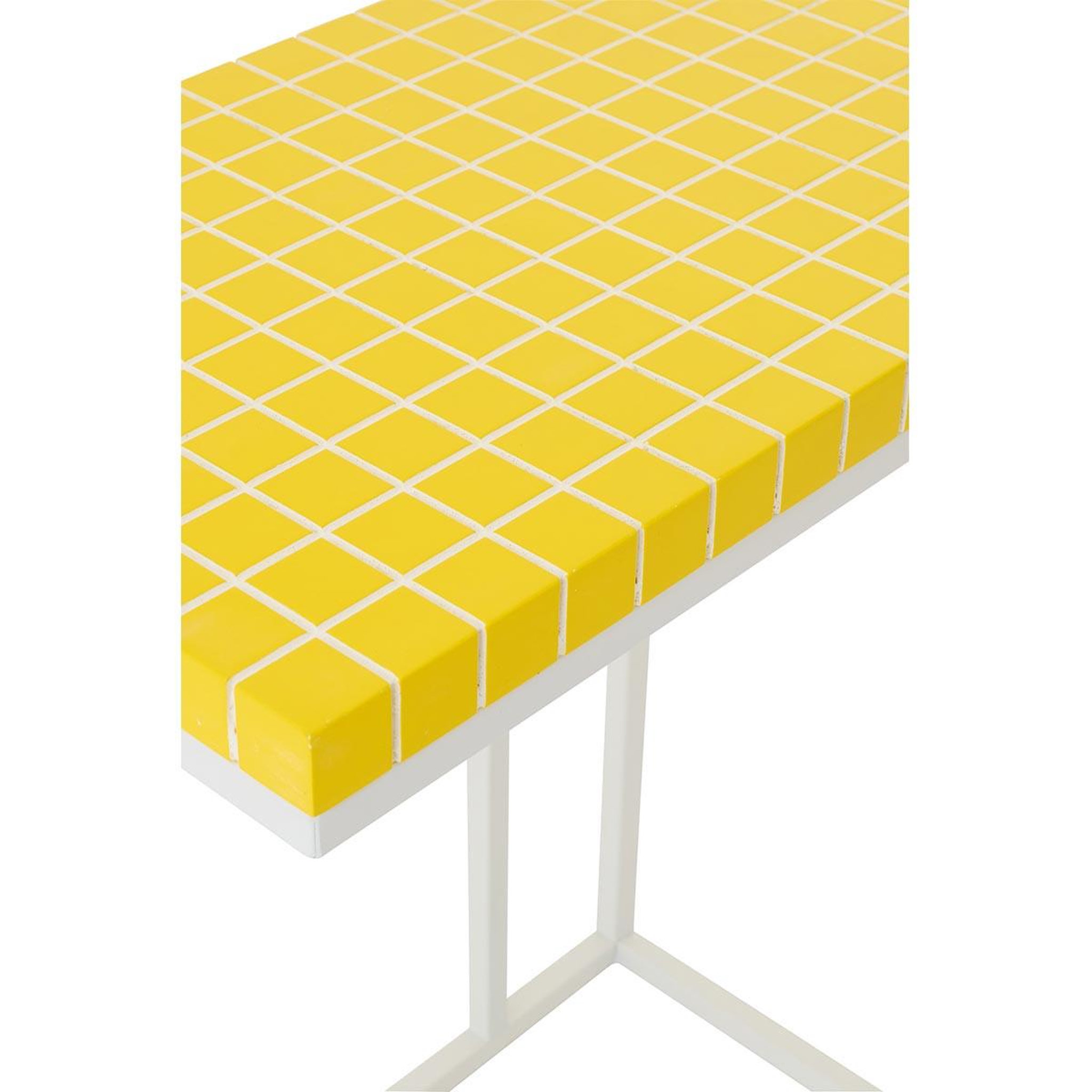 Voir la diapositive 4 : J-LINE Table d'appoint à carreaux  spia  60cm jaune & blanc
