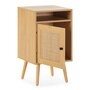 Voir la diapositive 2 : VS VENTA-STOCK Table de Chevet Bella 1 Porte Couleur Chêne, Rotin Naturel