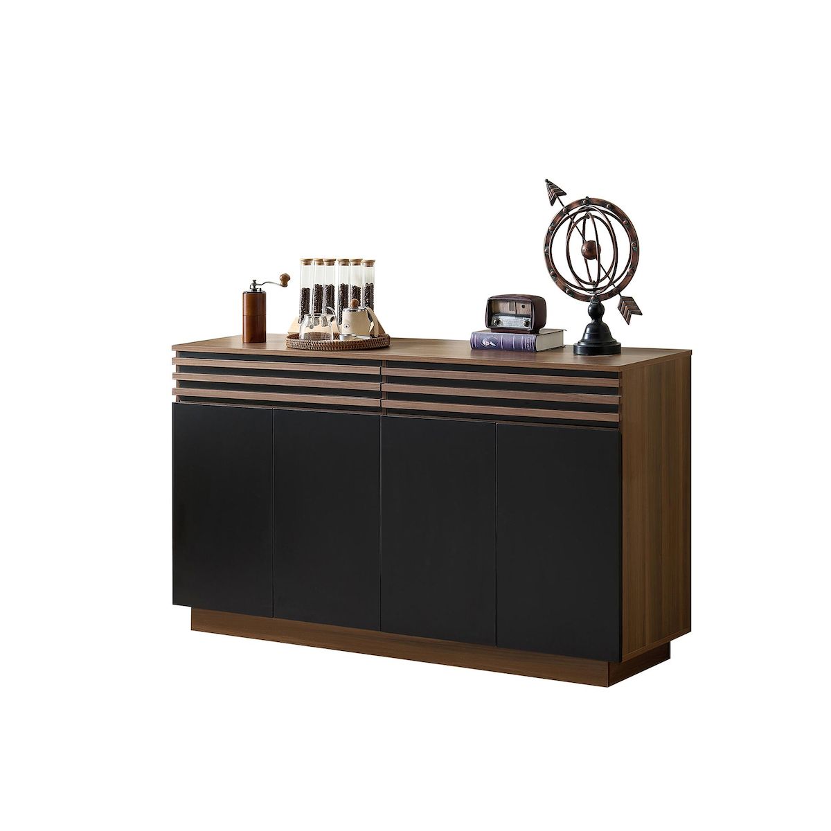 MERAX Buffet 4 porte(s) 2 tiroir(s) - 150 cm marron+noir mdf