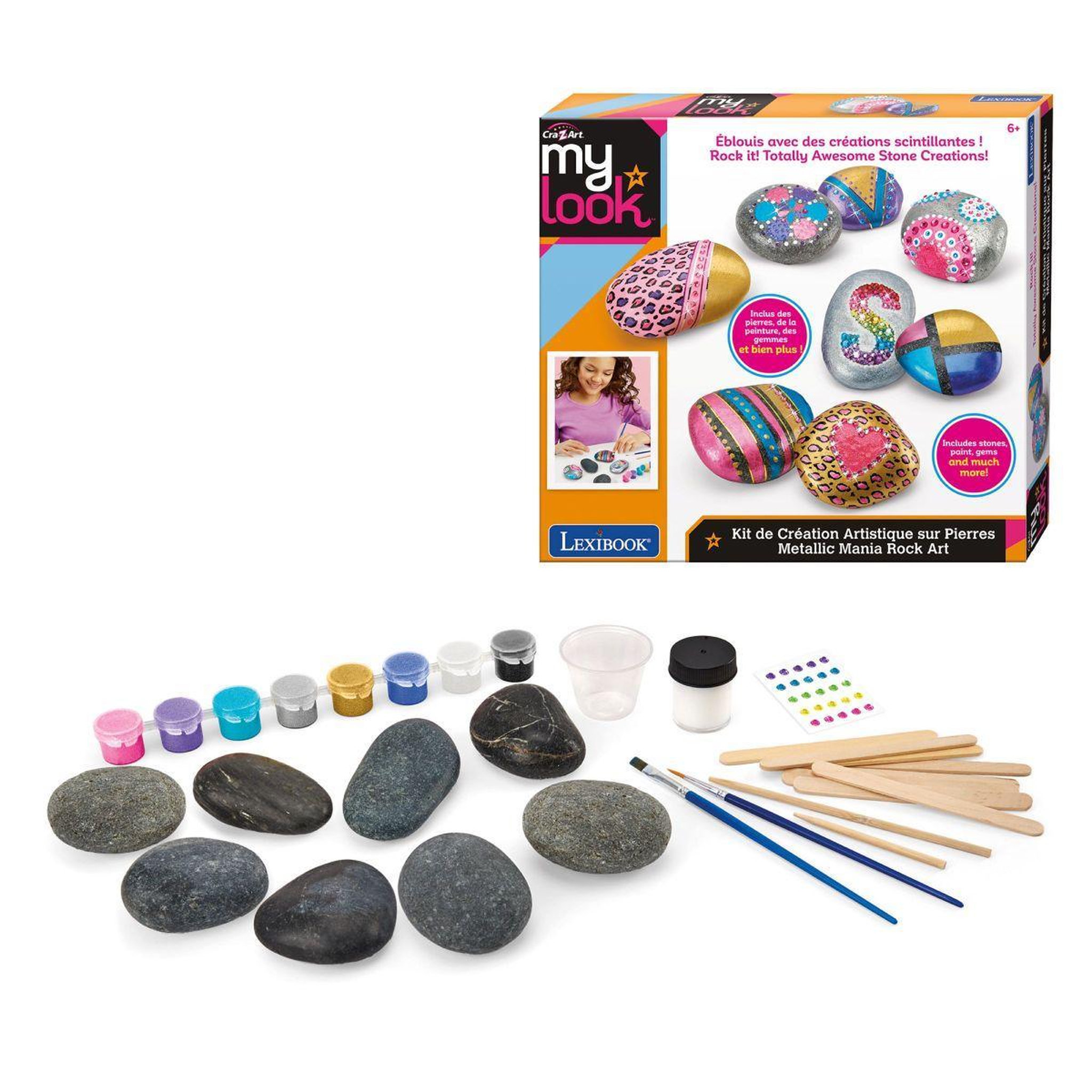 Lexibook Kit de Création Artistique sur Pierres avec Effet Métallique