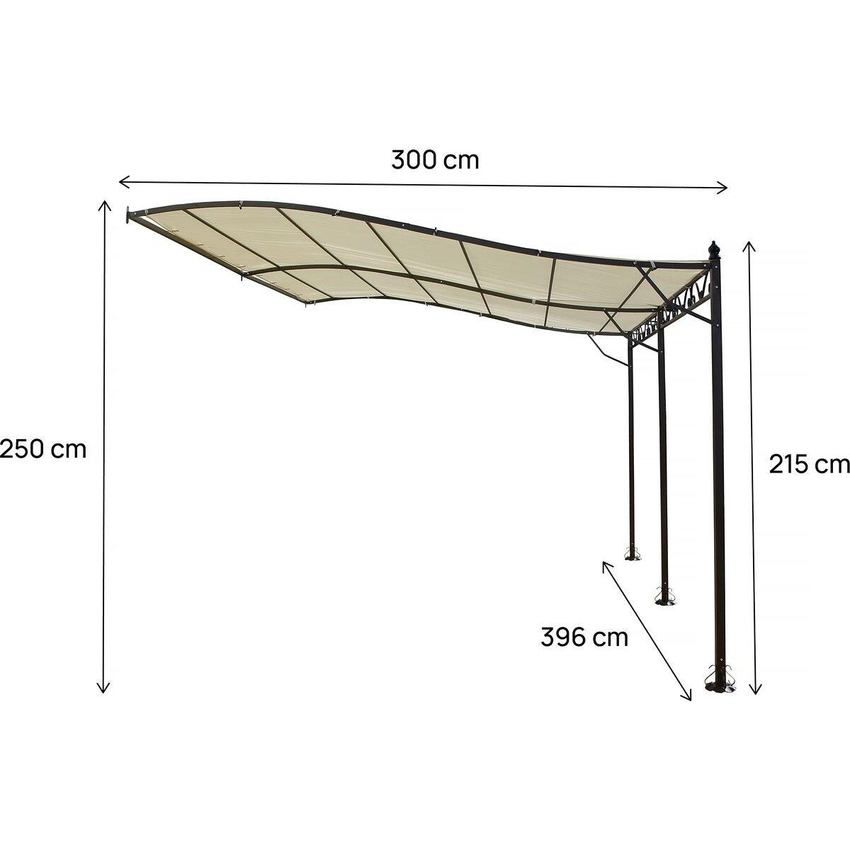 Habitat et Jardin Pergola tonnelle adossée en métal - 3 x 4 m - Beige