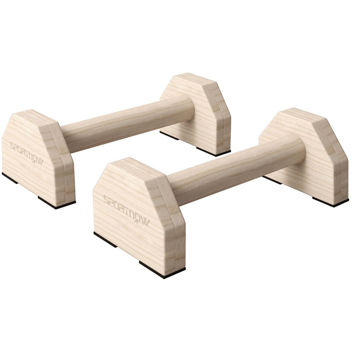 HOMCOM Lot de 2 poignées pour pompe - push-up bars antidérapantes - bois de hêtre
