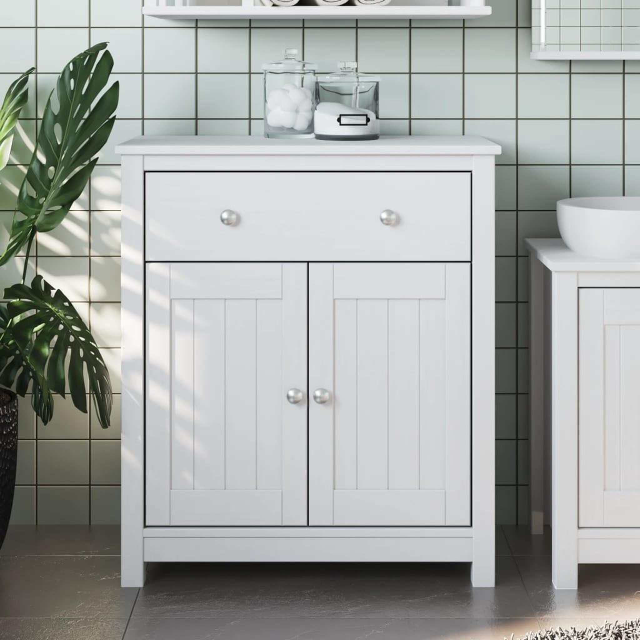 VIDAXL Armoire de salle de bain BERG blanc 69,5x34x80 cm pin massif