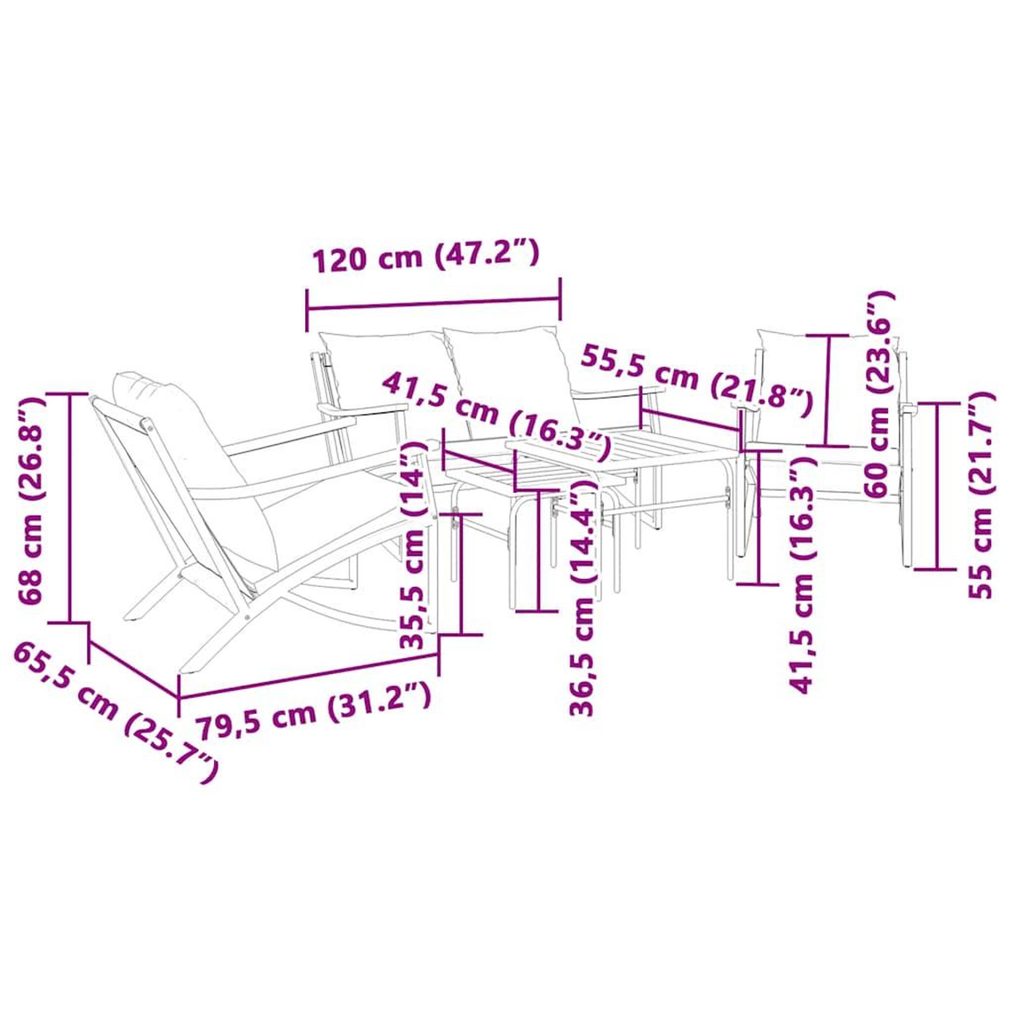 Voir la diapositive 3 : VIDAXL Ensemble de meubles de balcon avec coussins 5 pcs noir acier