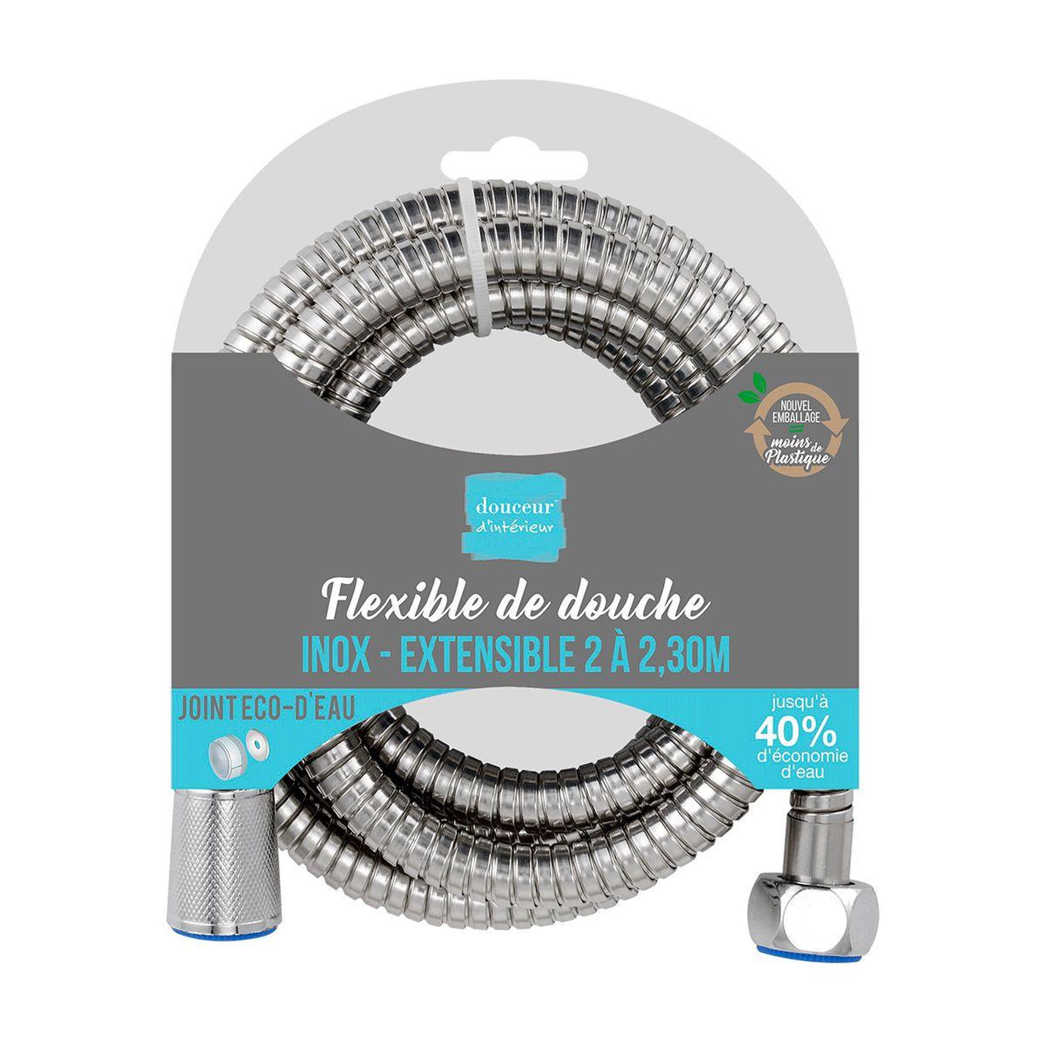 Voir la diapositive 2 : Douceur d'Intérieur Flexible de Douche  Extensible  2-2,3m Chrome