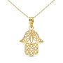 Voir la diapositive 1 : L'ATELIER D'AZUR Collier - Pendentif Or 18 Carats 750/000 Main de Fatma Jaune - Chaine Dorée