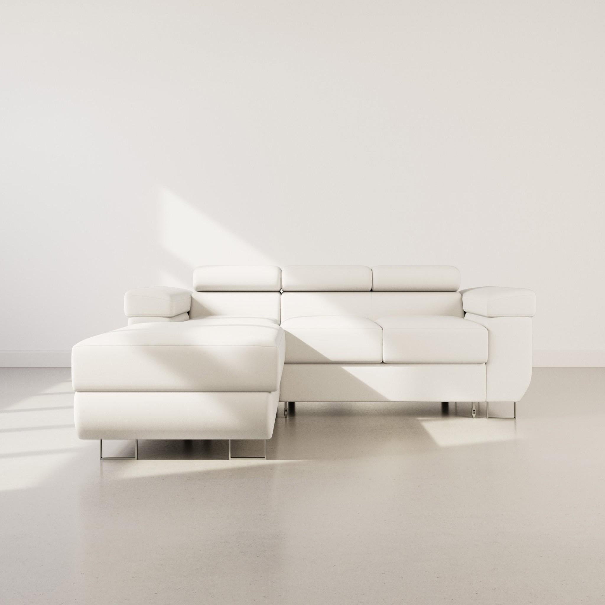 Voir la diapositive 5 : BEST MOBILIER Pablo - canapé d'angle gauche - 6 places - convertible avec coffre et têtières réglables - en velours