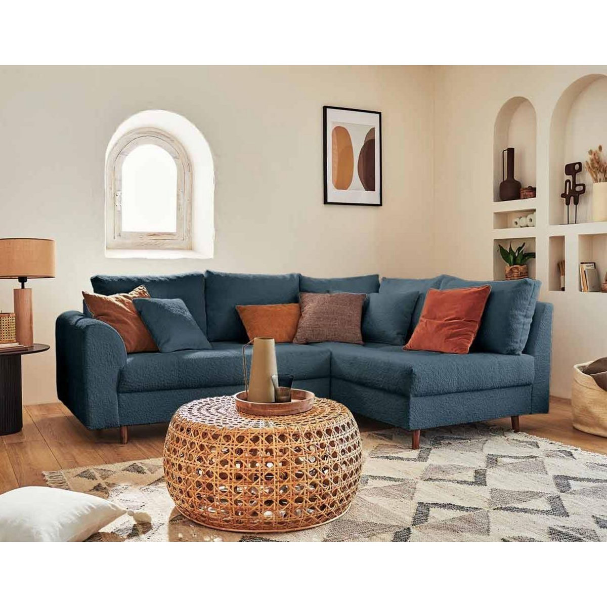 LISA DESIGN Rune - canapé d'angle droit - 4 places - en tissu bouclette